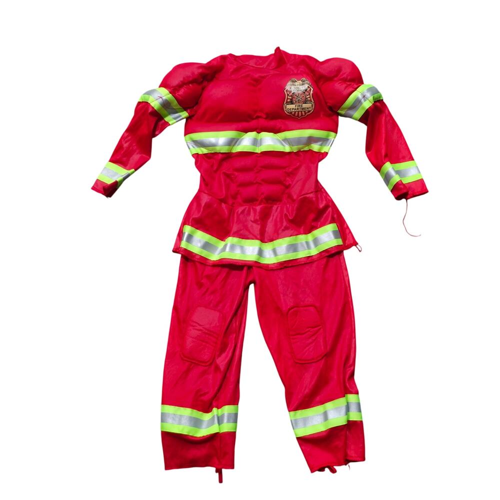 Disguise Kids Muscle Firefighter Costume Red Fireman Halloween Dress Up